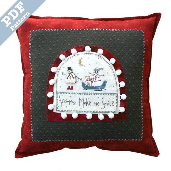Snowmen Make Me Smile Pillow by Lynette Anderson
